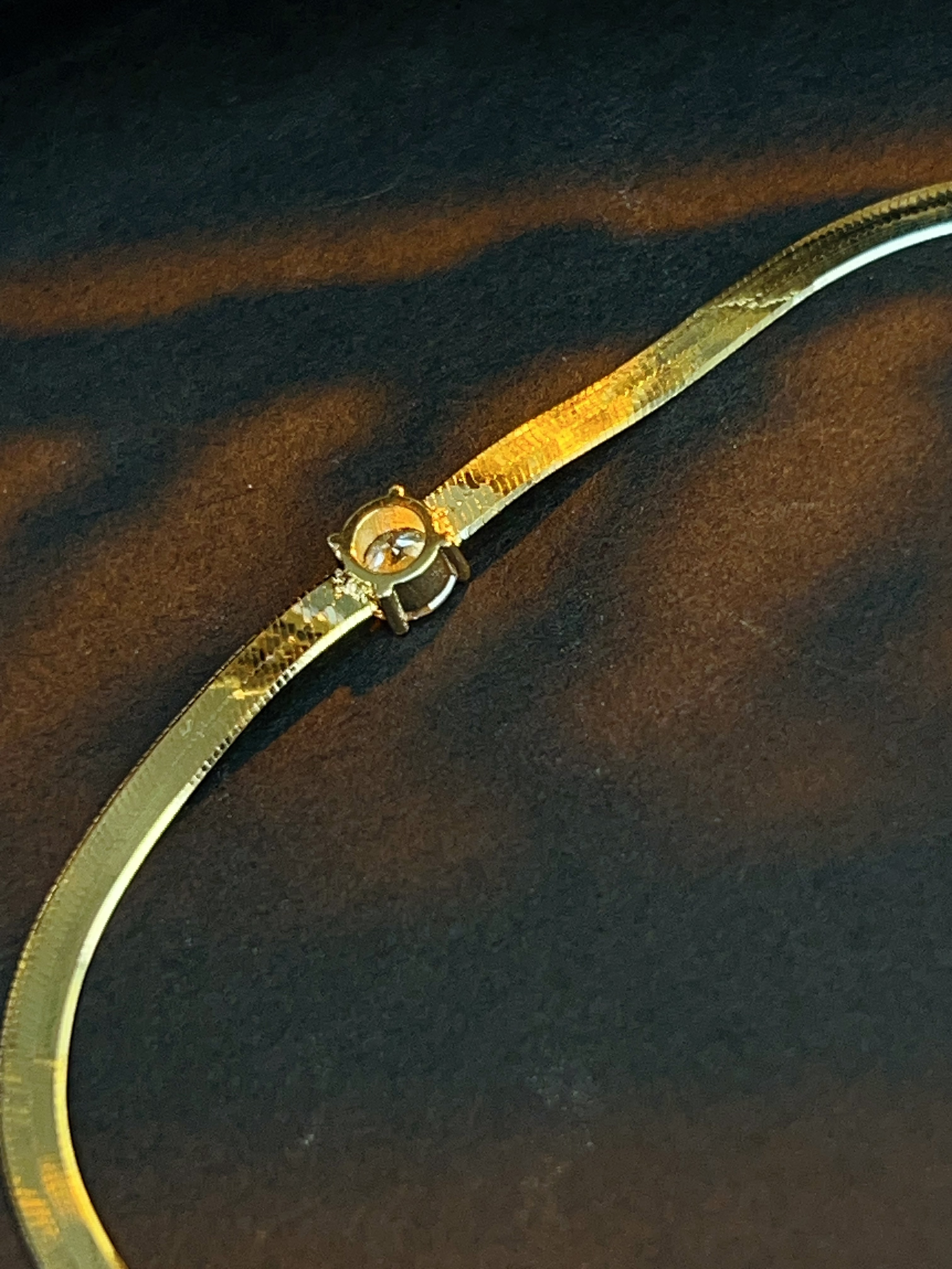 Diamond flat snake bone bracelet N240251