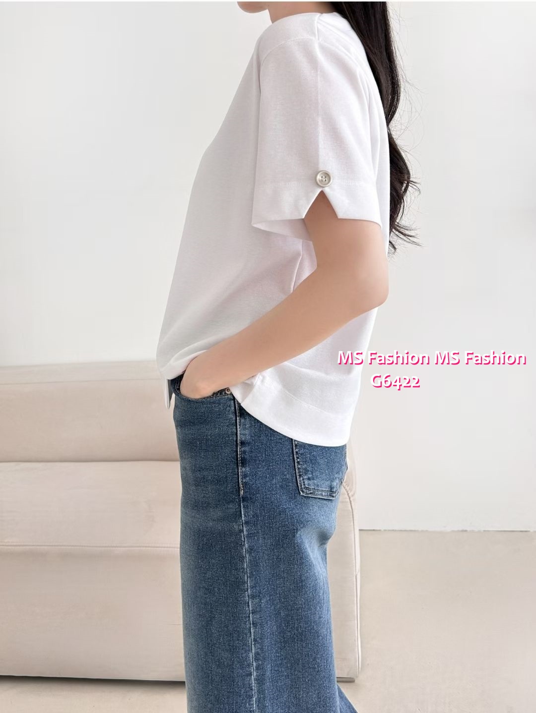 G6422 靚色小開叉腳top