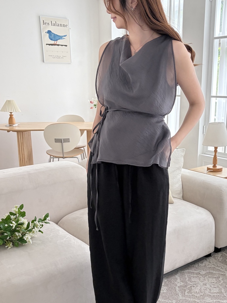 The Airy Elastic Pants (Black)