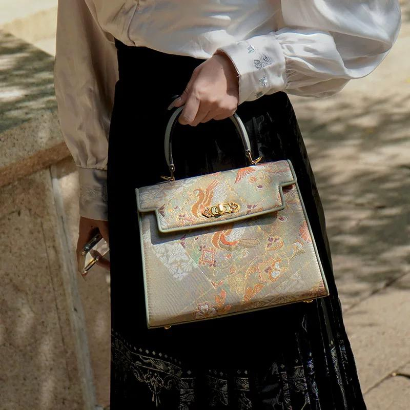 唐錦∞春曉曲刺繡花鳥紋新中式手袋