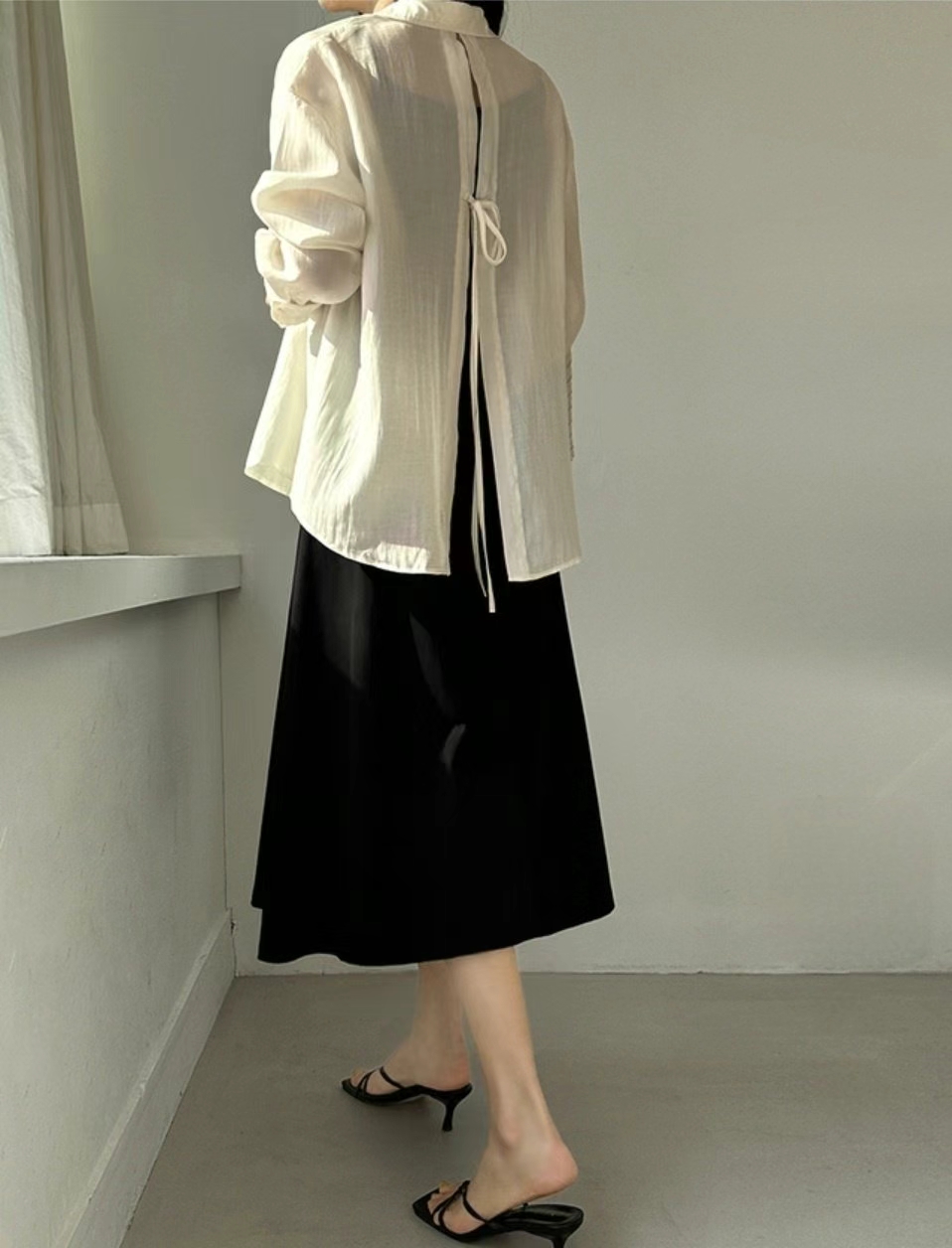 Minimalist Ruched Dress with Sheer Cardigan Set ‖ 极简褶皱连身裙轻薄开衫套装 KR06108171