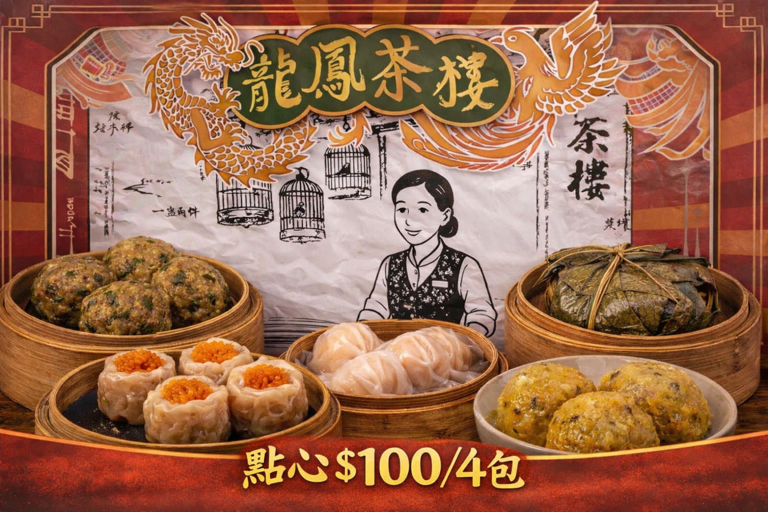 龍鳳茶樓點心系列（$100/4包）