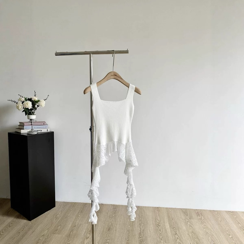 纯欲辣妹蕾丝拼接下摆吊带｜CN01241000