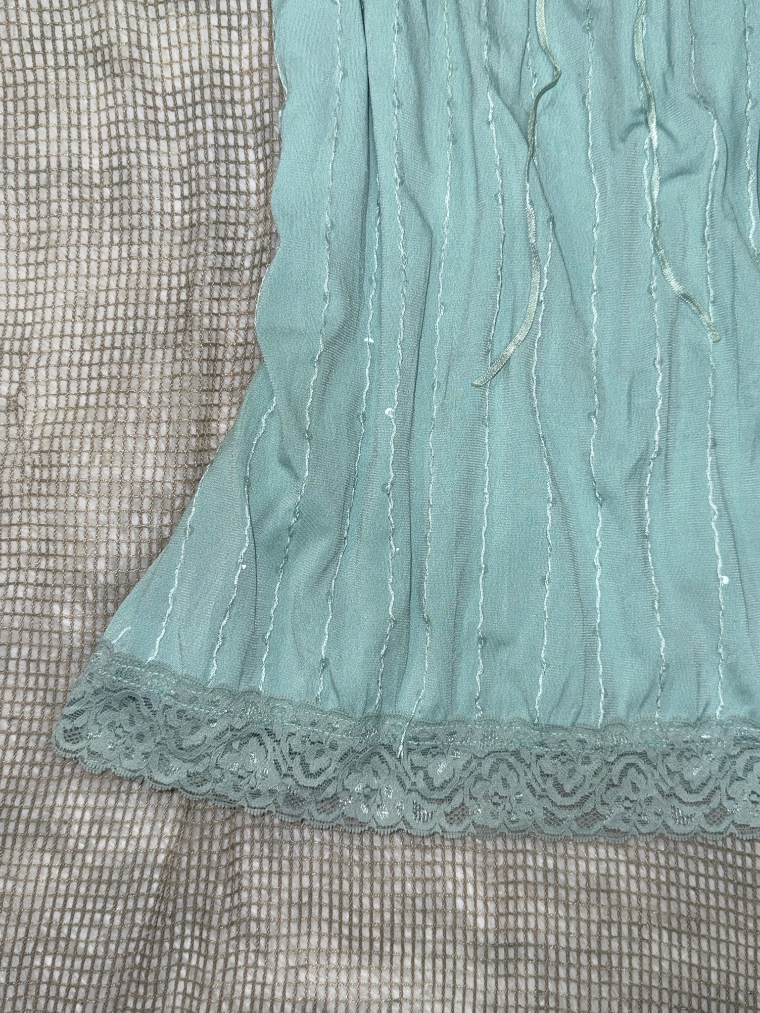 Fairycore Aqua Blue Camisole with Shimmering Lace Trim