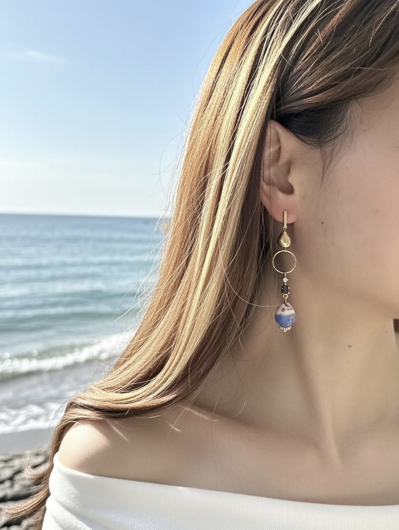 粉藍招財貓耳環💙安全