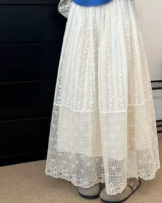 通花網紗半腰裙