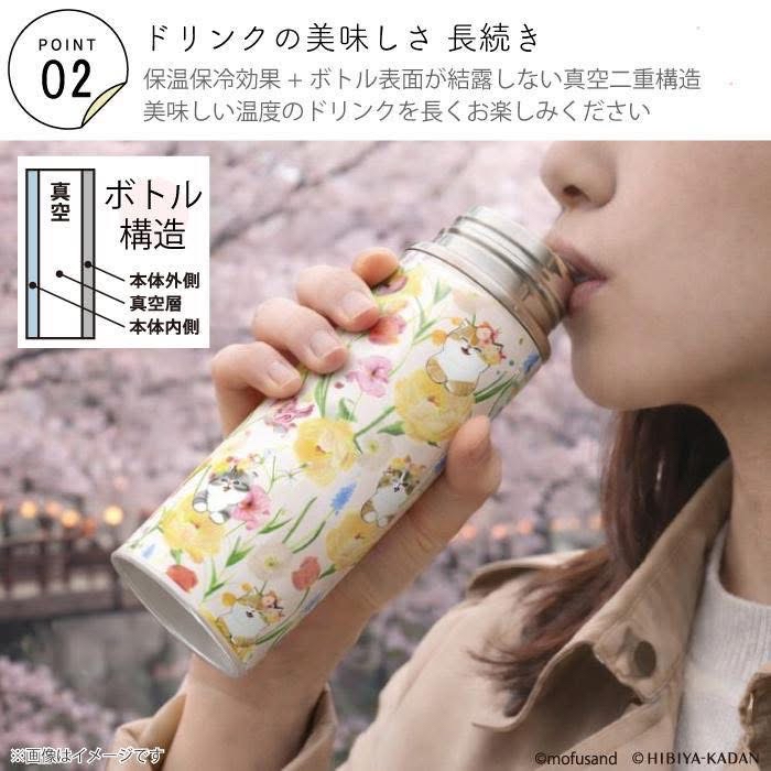 （約4月中旬到貨）🇯🇵日本直送🇯🇵 mofusand × 日比谷花壇 不鏽鋼保溫保冷水樽300m💕