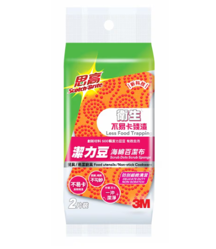 SD31-2/思高潔力豆防刮細緻海棉百潔布(2片張)