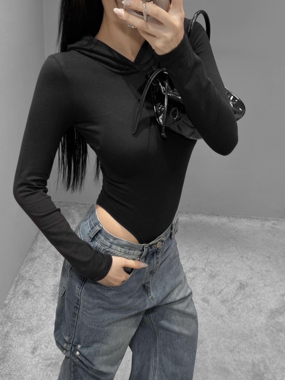 Solid Fitted Hooded Bodysuit