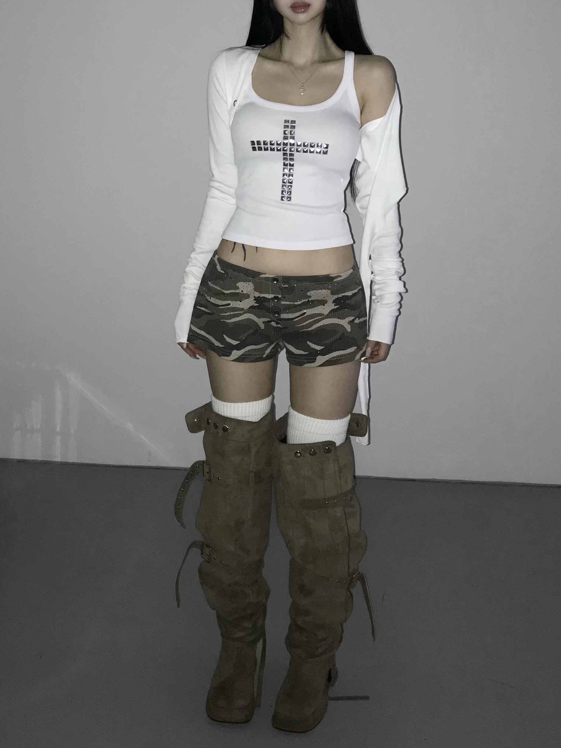 Asymmetrical Grommet Crop Bolero