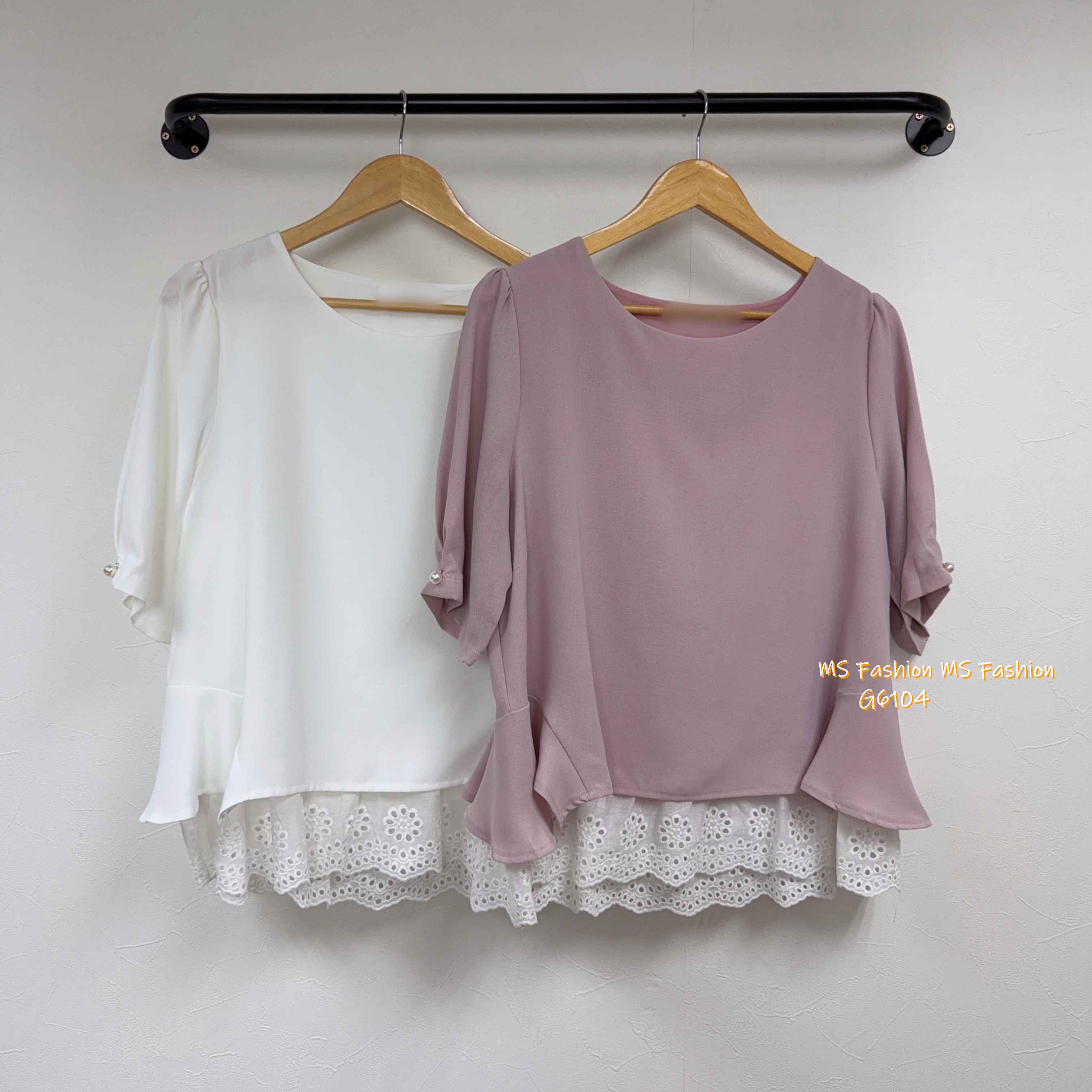 G6104 韓國🇰🇷假兩件通花腳top