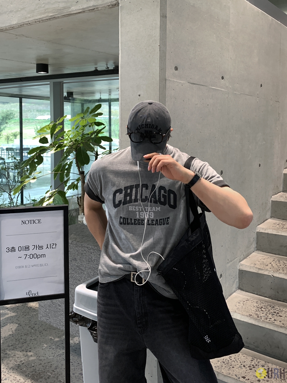 【100%保證韓國直送】美式復古噴染水洗 CHICAGO 印字短版短袖 Tee 👕 [5 color] RL114975