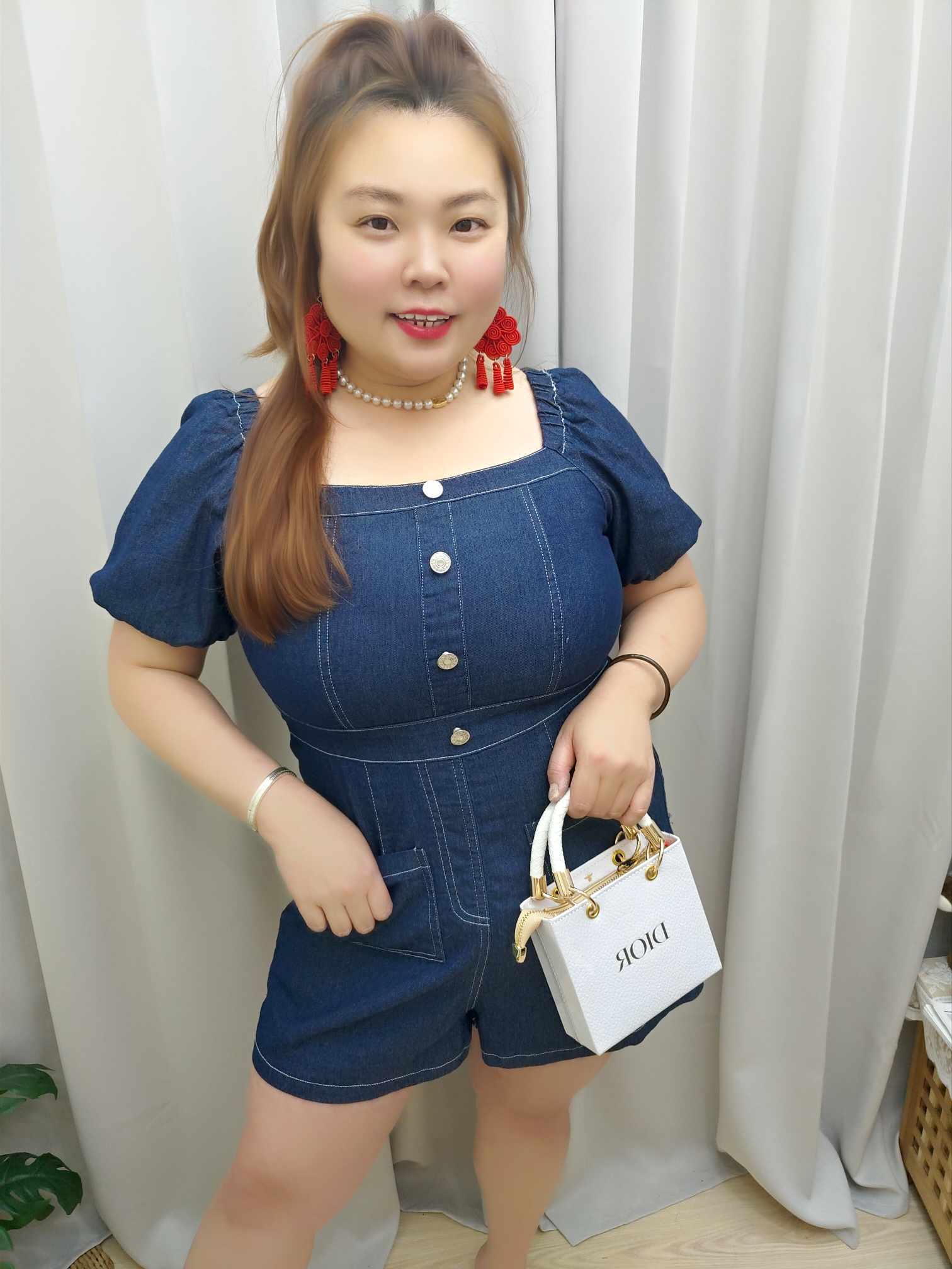 TW#5132 深蓝双口袋牛仔设计款连衣裤