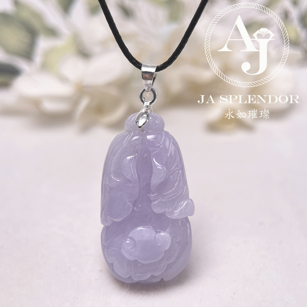JN-1615 天然翡翠A 冰潤紫羅蘭生意興隆/財源滾滾/生菜吊墜