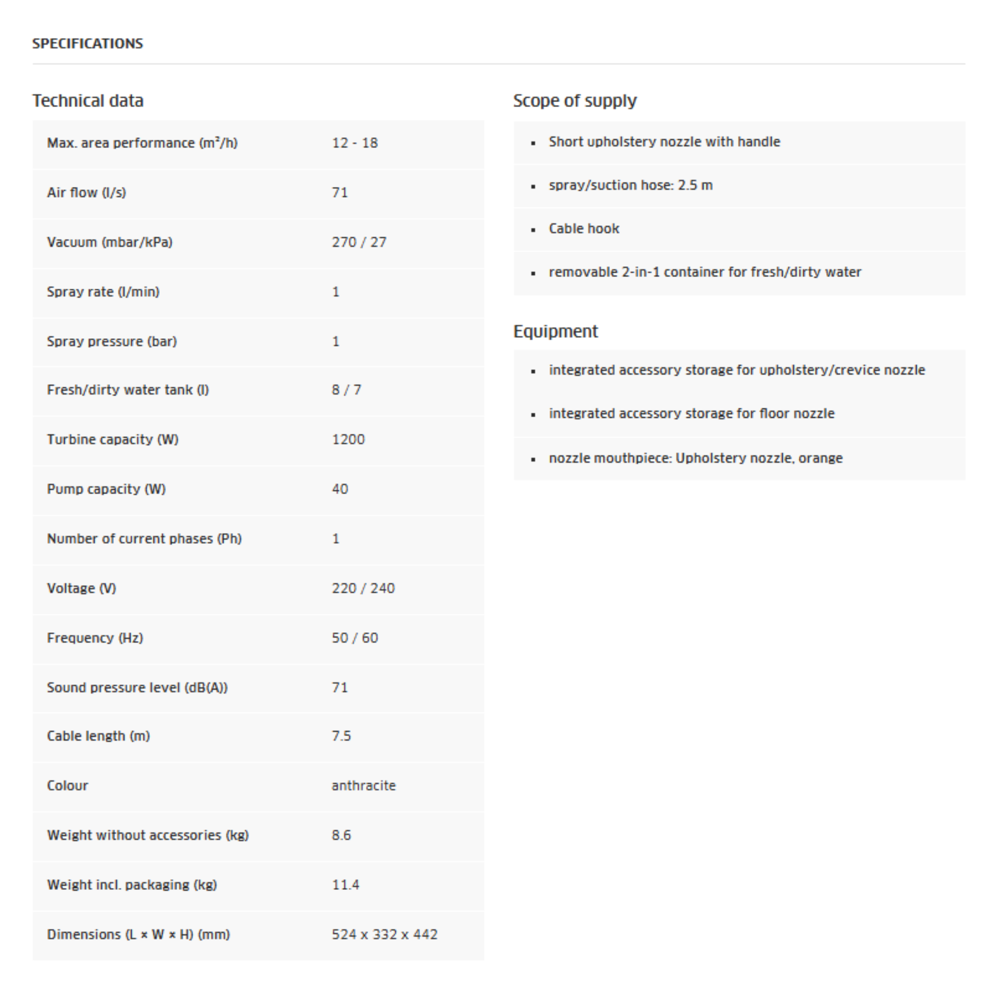 Karcher Puzzi 8/1 EU Spray Extraction Cleaner (Puzzi 8/1)