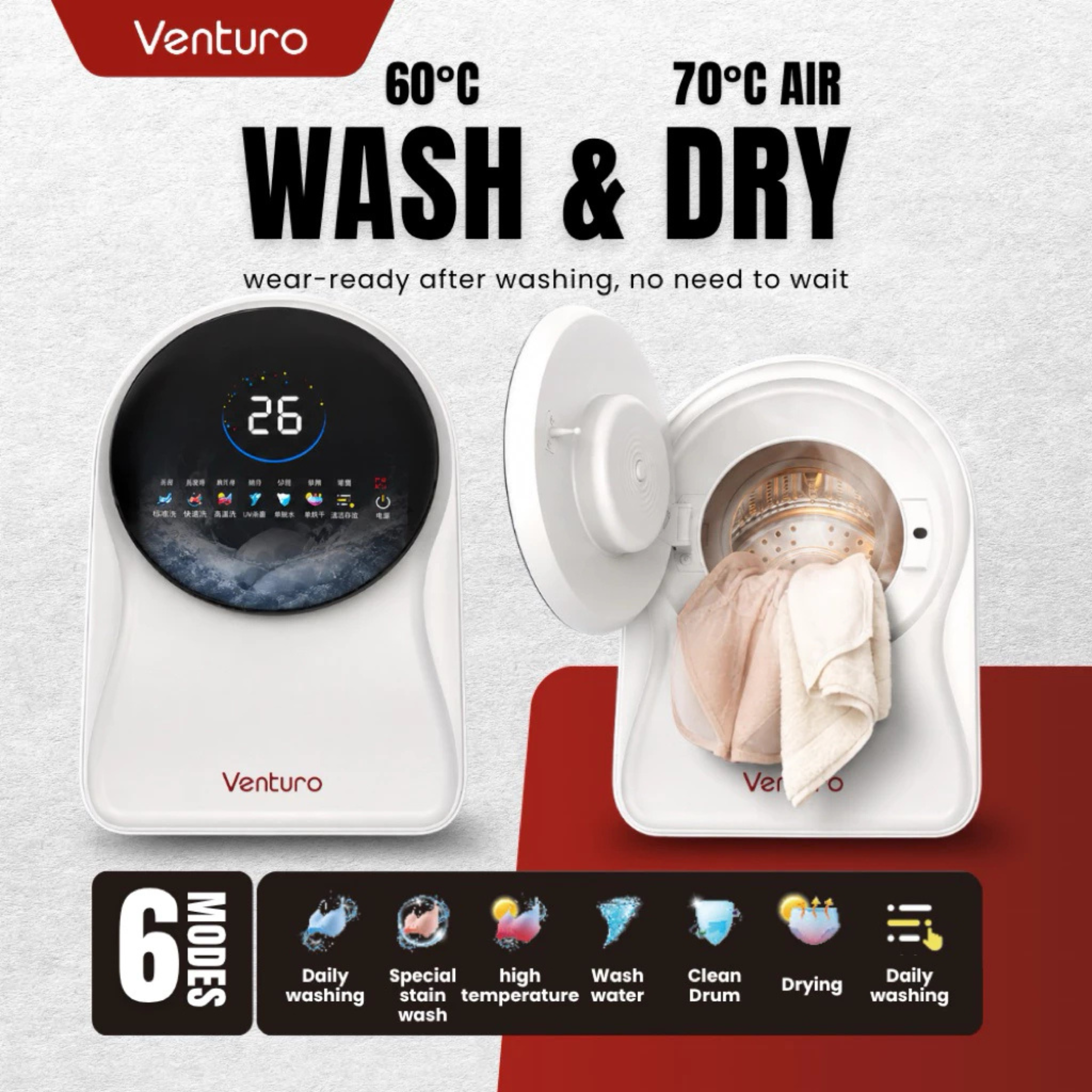 Model: VTR-03-Drum Underwear Washing Machine (Wash, Dry and UV sterilization)