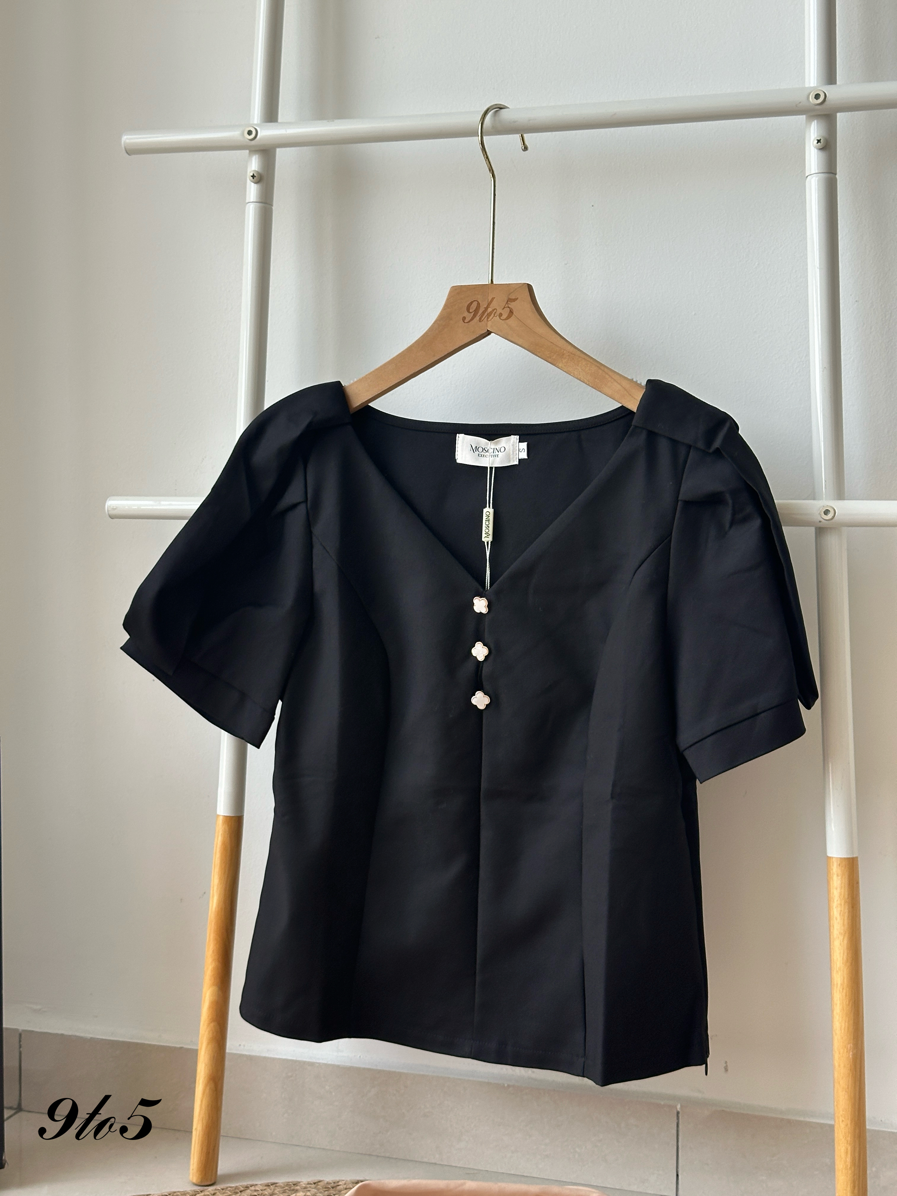 T4117 Puff Sleeve V Neck Top - 3 Colors 