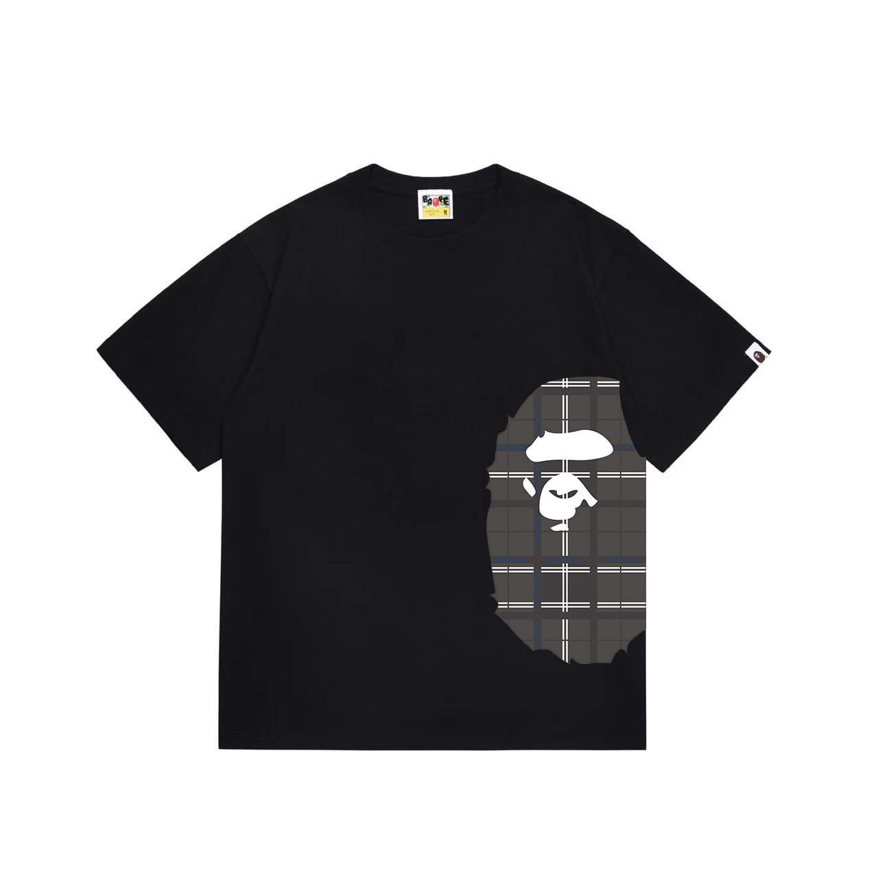 Bape Logo Check Side Big Ape Head Tee