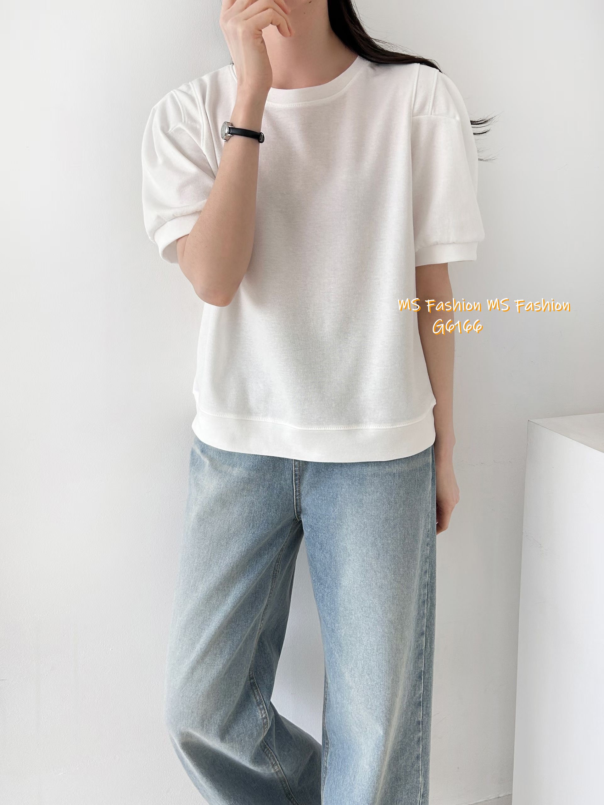 G6166 韓國🇰🇷靚色摺袖top