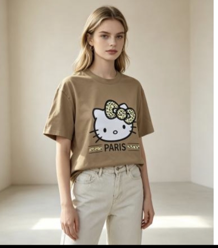 [訂購］M069 Leopard Bow Cat Tee
