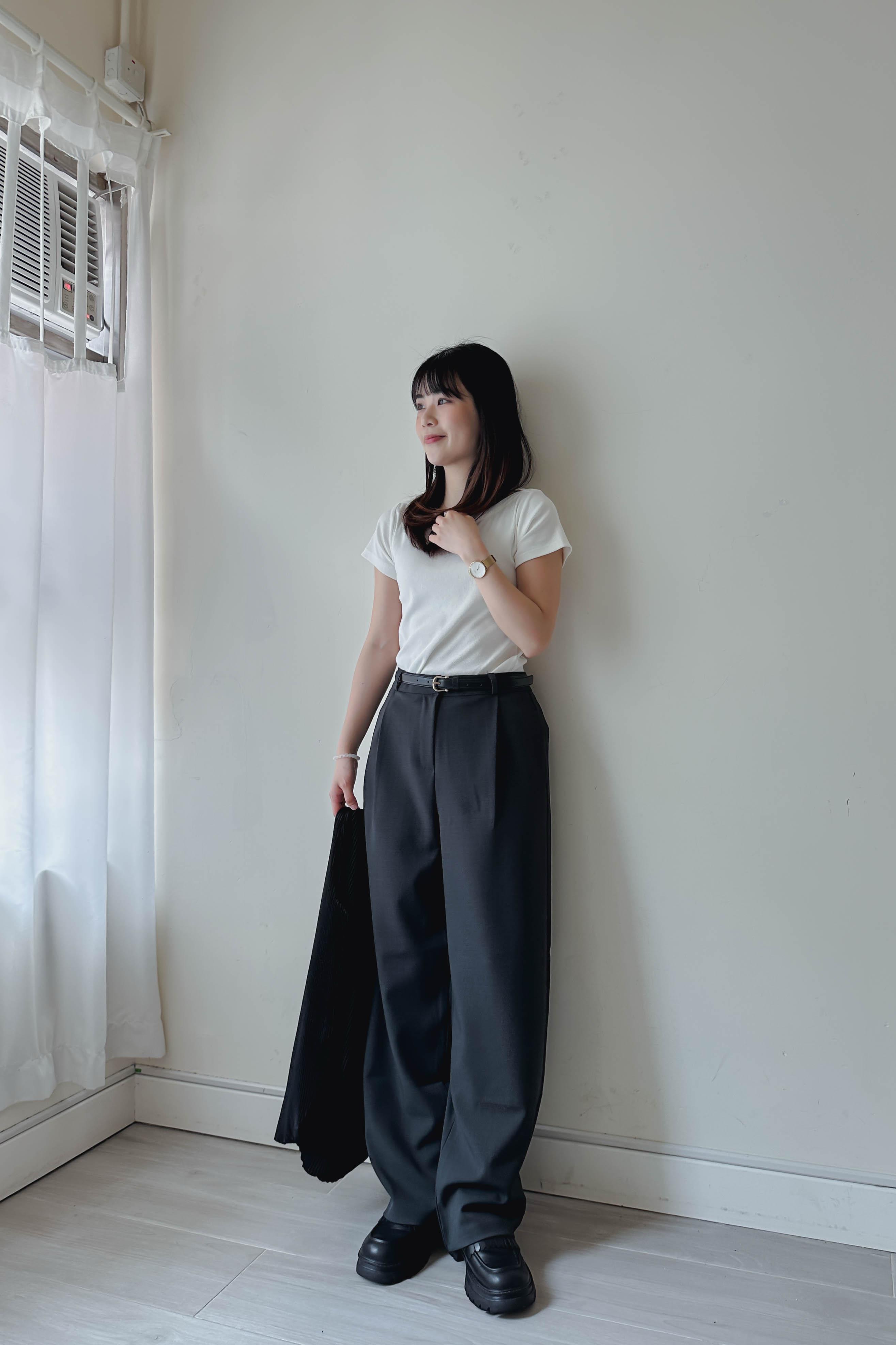 靚版型打褶直腿西裝褲 (兩色入)