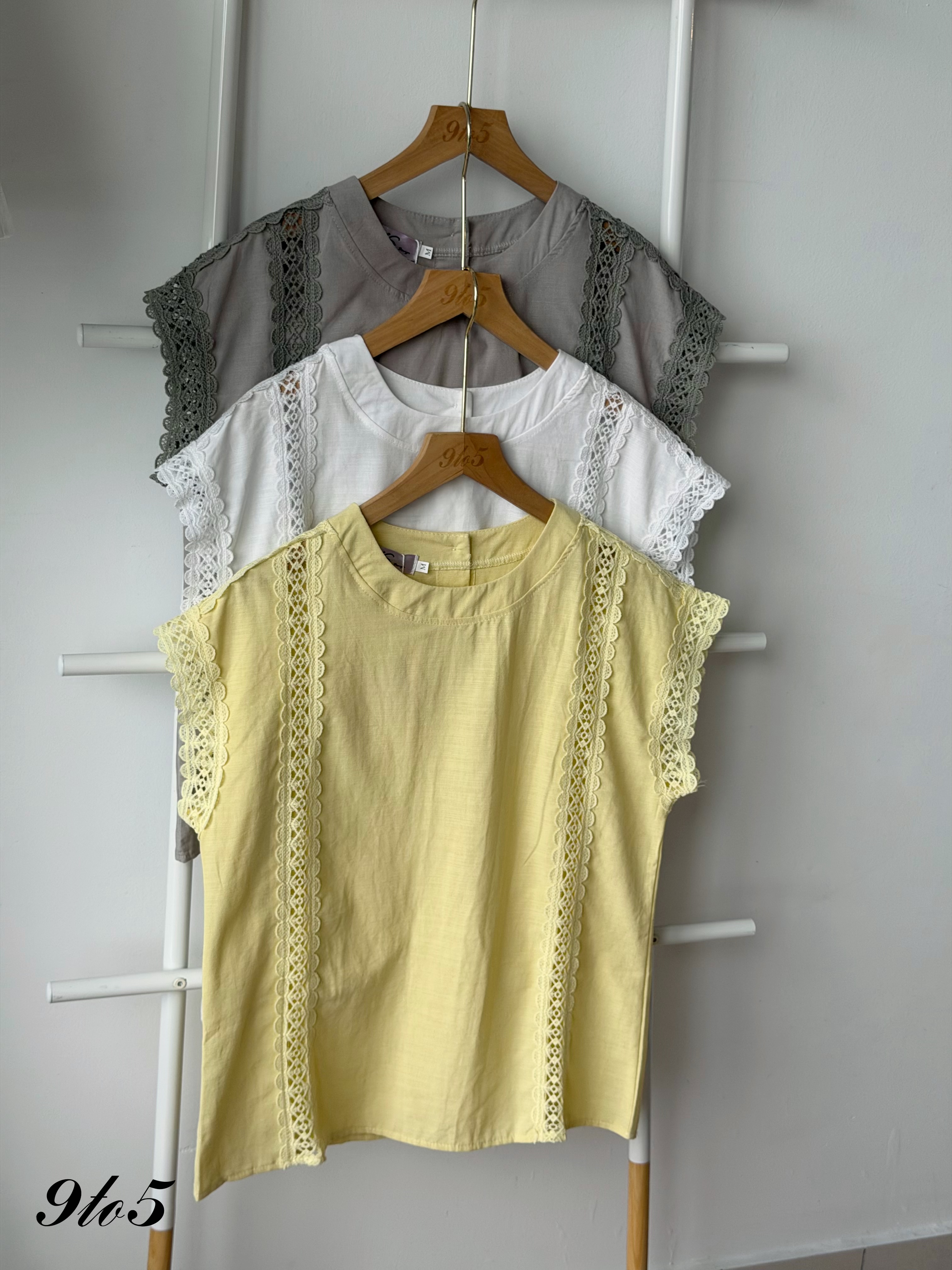T4481 Cape Sleeve Lace Detailed Blouse - 3 Colors 