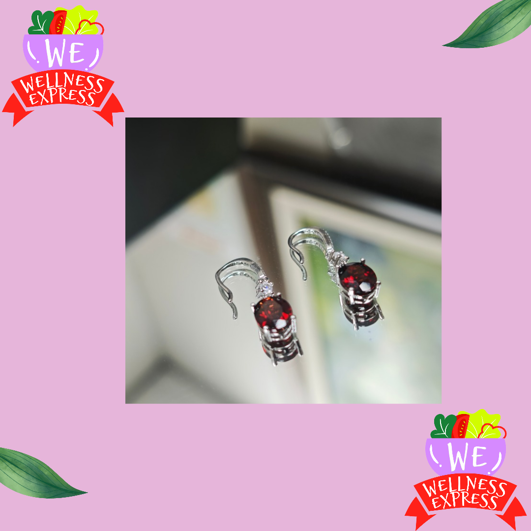 石榴石耳環 925銀/ Garnet ear rings 925silver