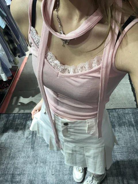 蕾絲小背心連頸帶 set KR2334