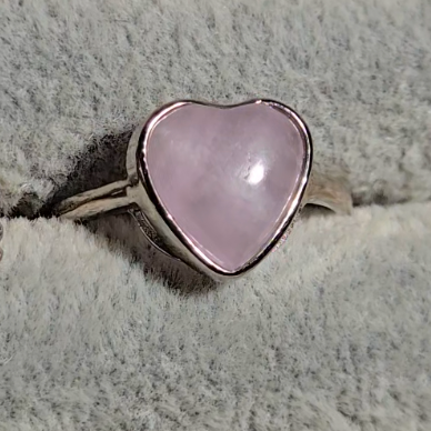 Cat's eye kunzite heart ring in adustable sterling silver (B) - KNZ2