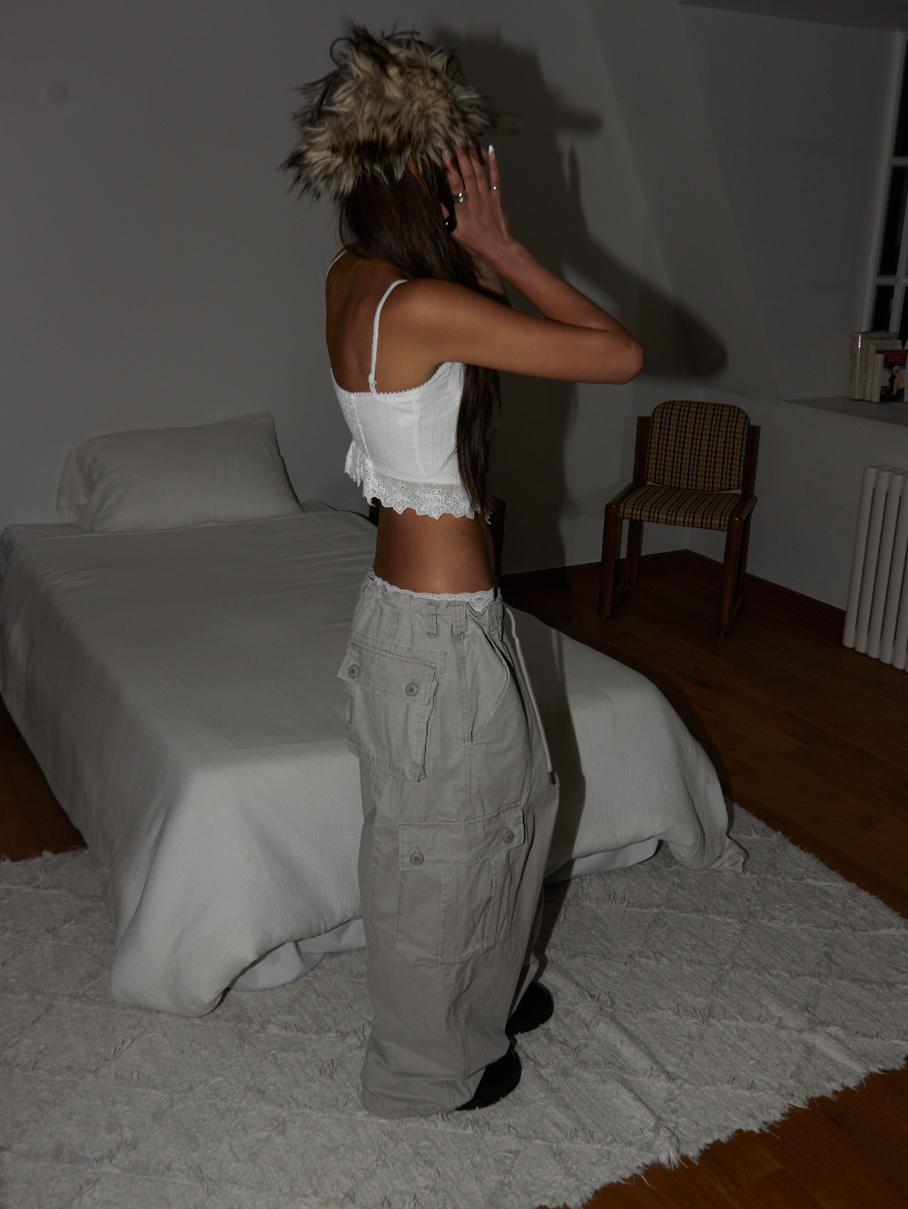 Drawstring Cotton Cargo Pants