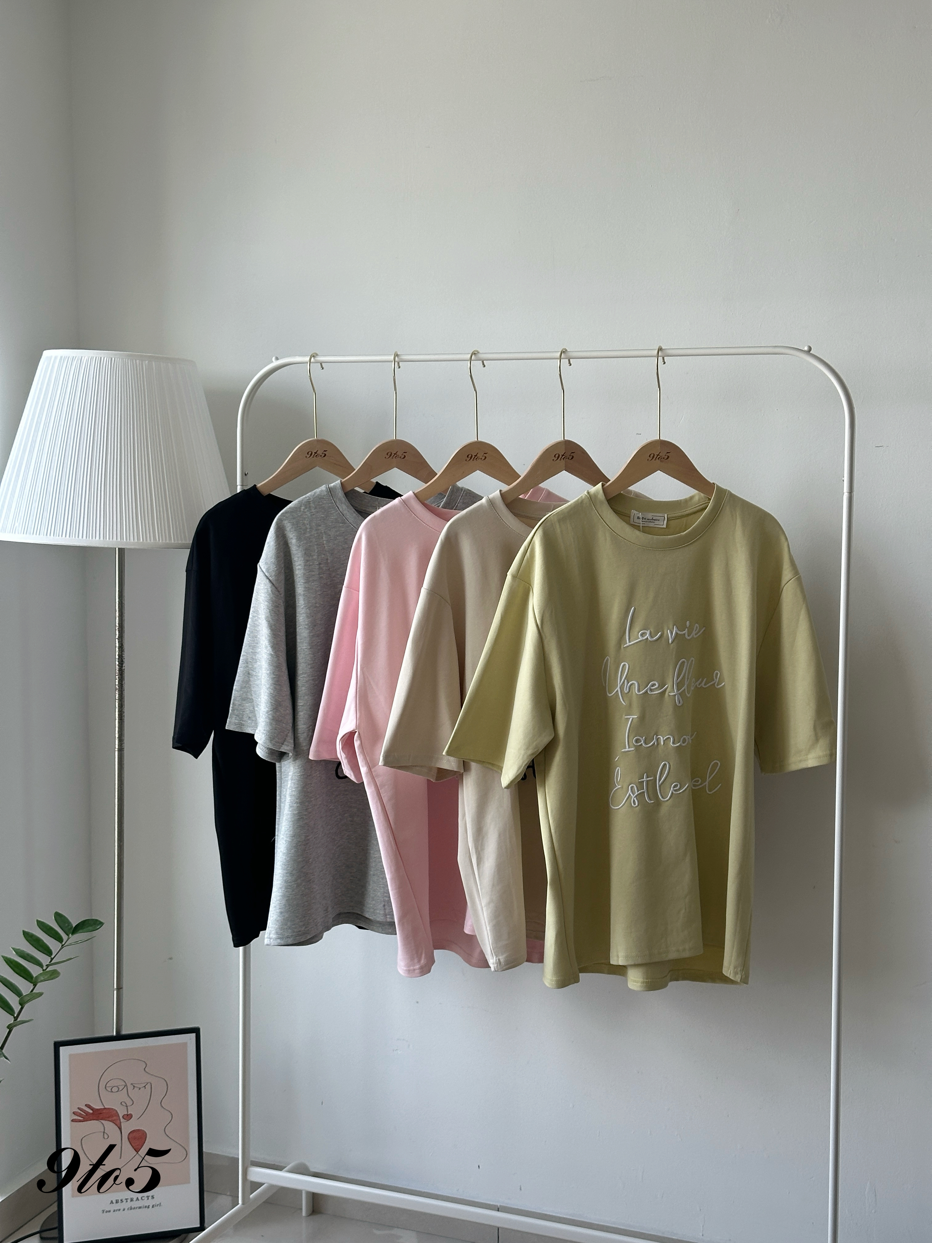 T4183 Embroidery Wording Oversized Tee - 5 Colors 