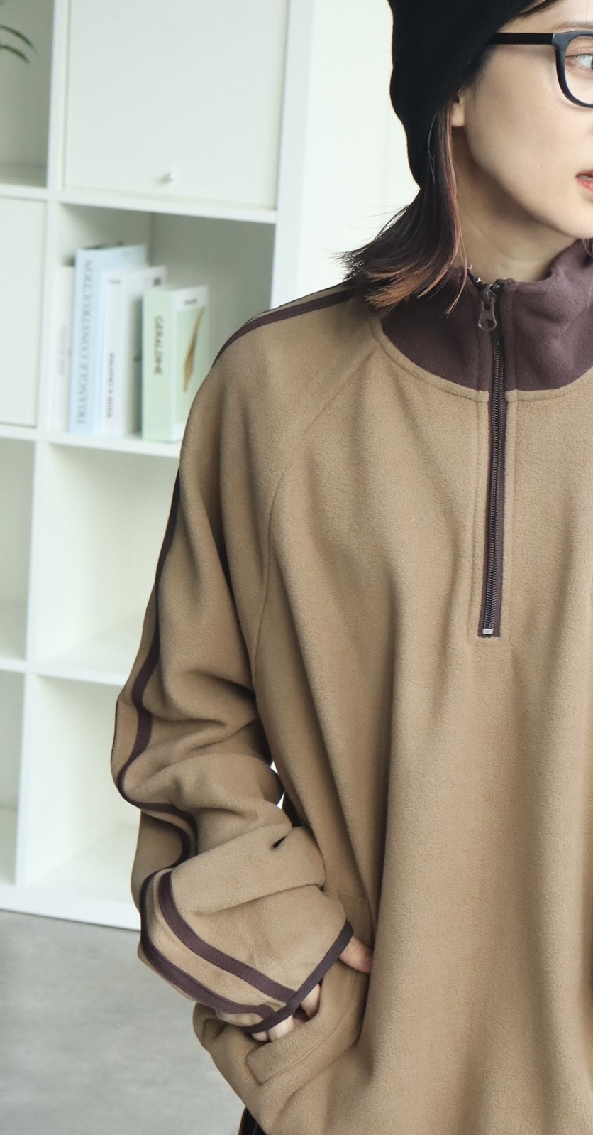 KANGOL(男/女）半拉鍊 抓毛套頭衫