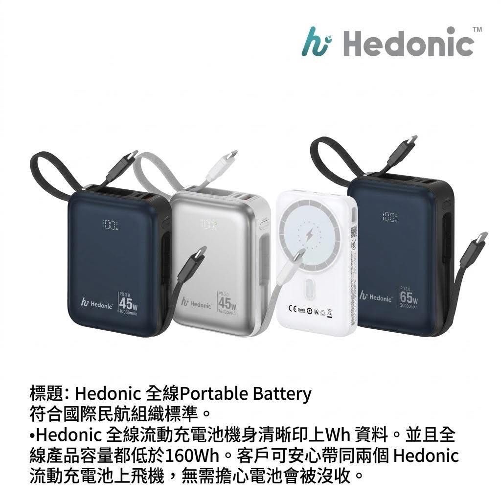 Hedonic PD 3.0 65W Lightning & USB-C 20,000mAh CCC & QR Code 