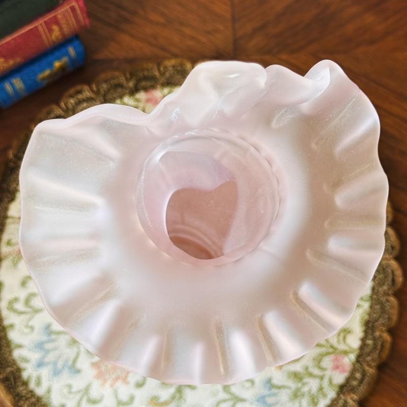 Rare! Antique 1920s Art Deco Blossom in Lady's Hand Pink Frosted Glass Vase (MT2189)