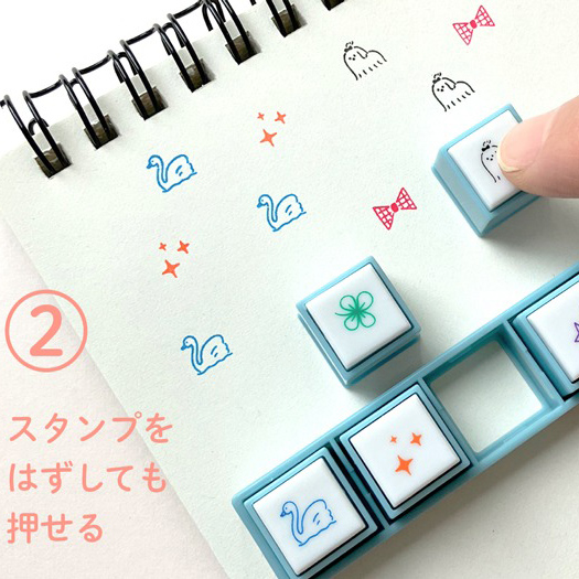 現貨｜森林夥伴圖案 KODOMO NO KAO Pochitto Pick! 按壓式6連印章 (1802-012) 