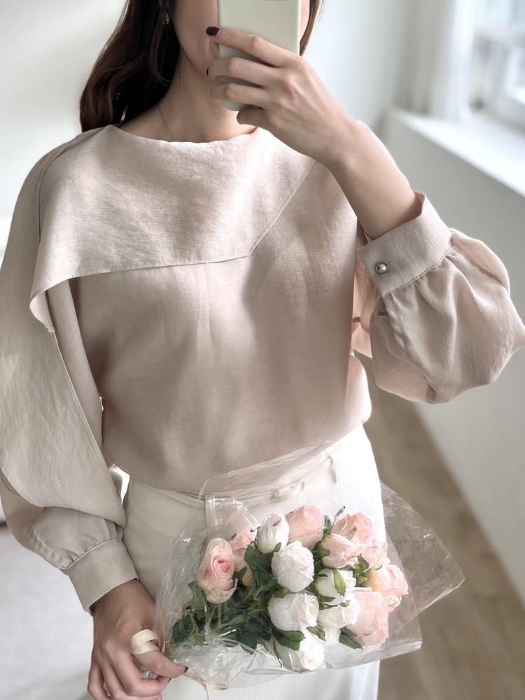 Scarf-Tie Elegance Blouse (Dusty Pink)