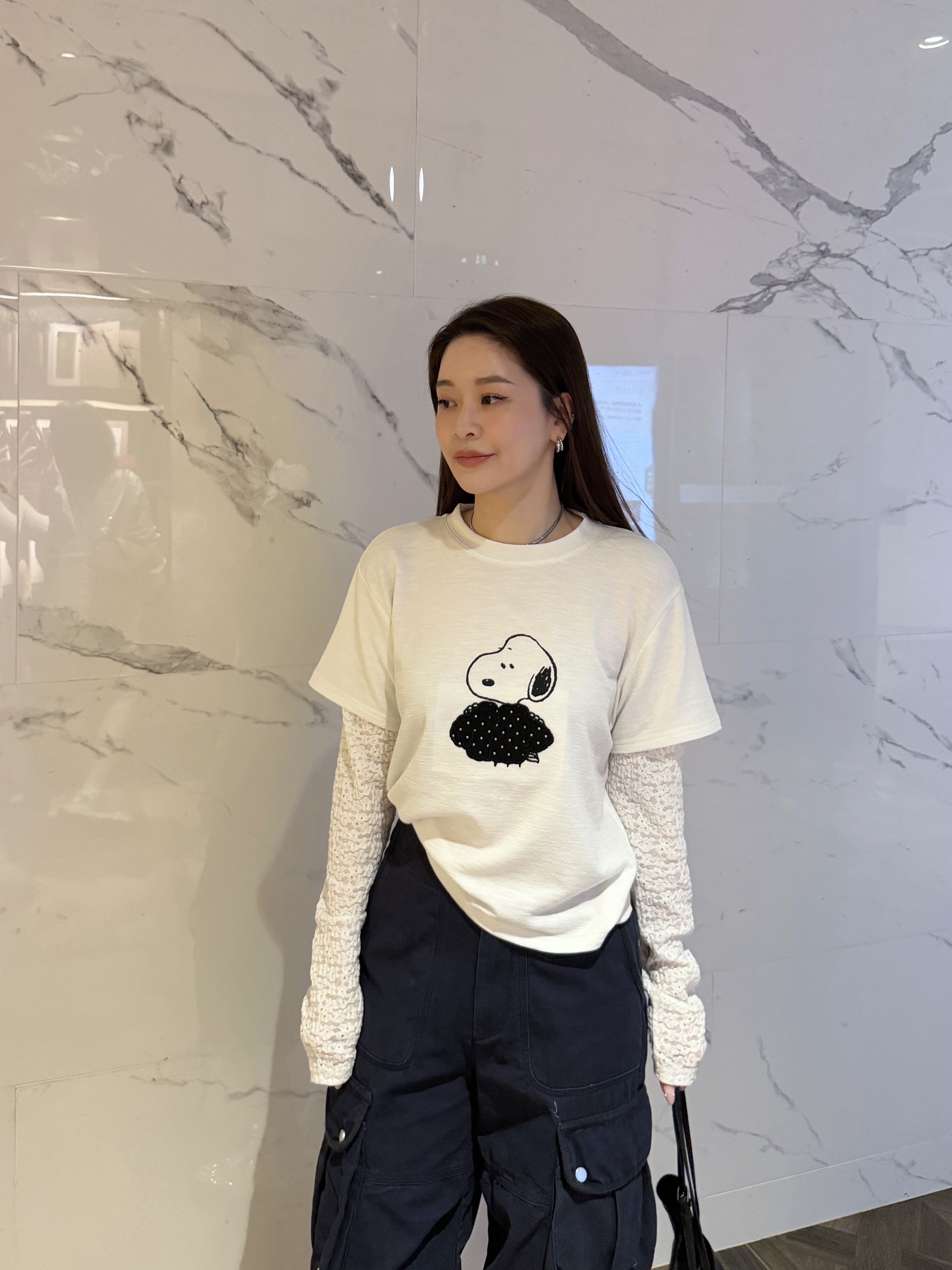 拼接手袖！Snoopy tee