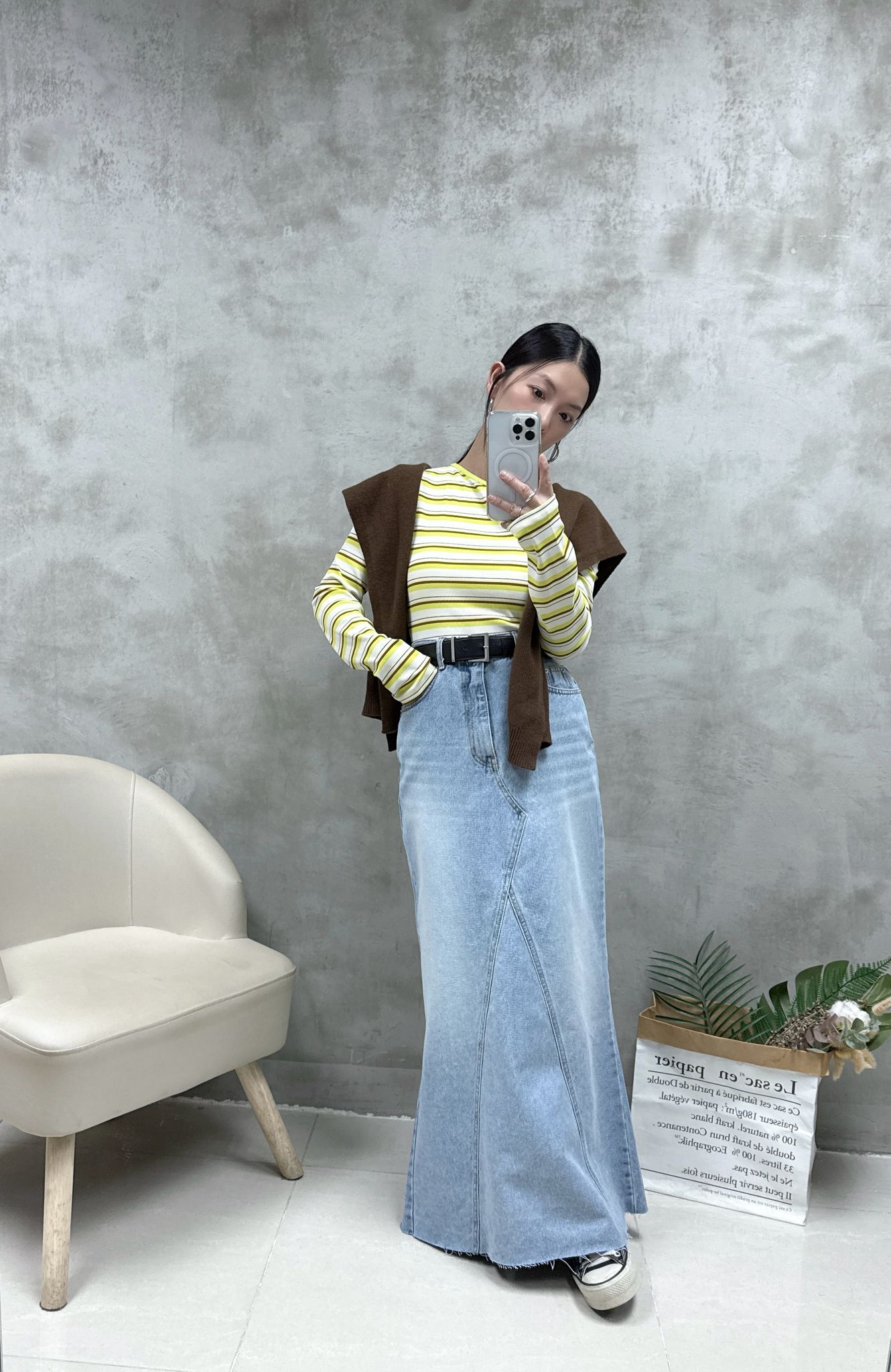 洗水牛仔魚尾裙