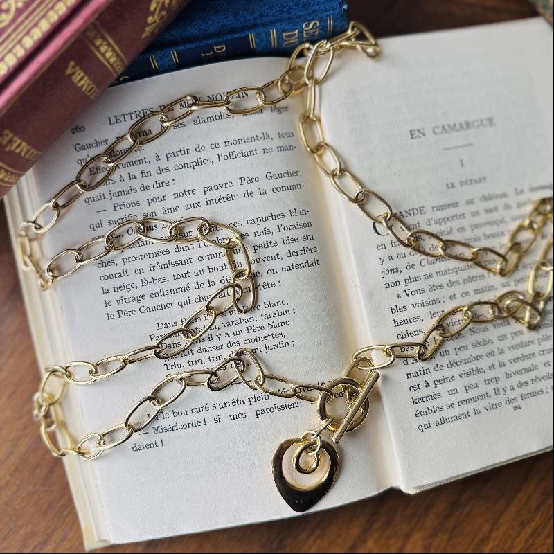 Retro Heart Pendant Extra Long Necklace / Waist - Chain (MT2273)