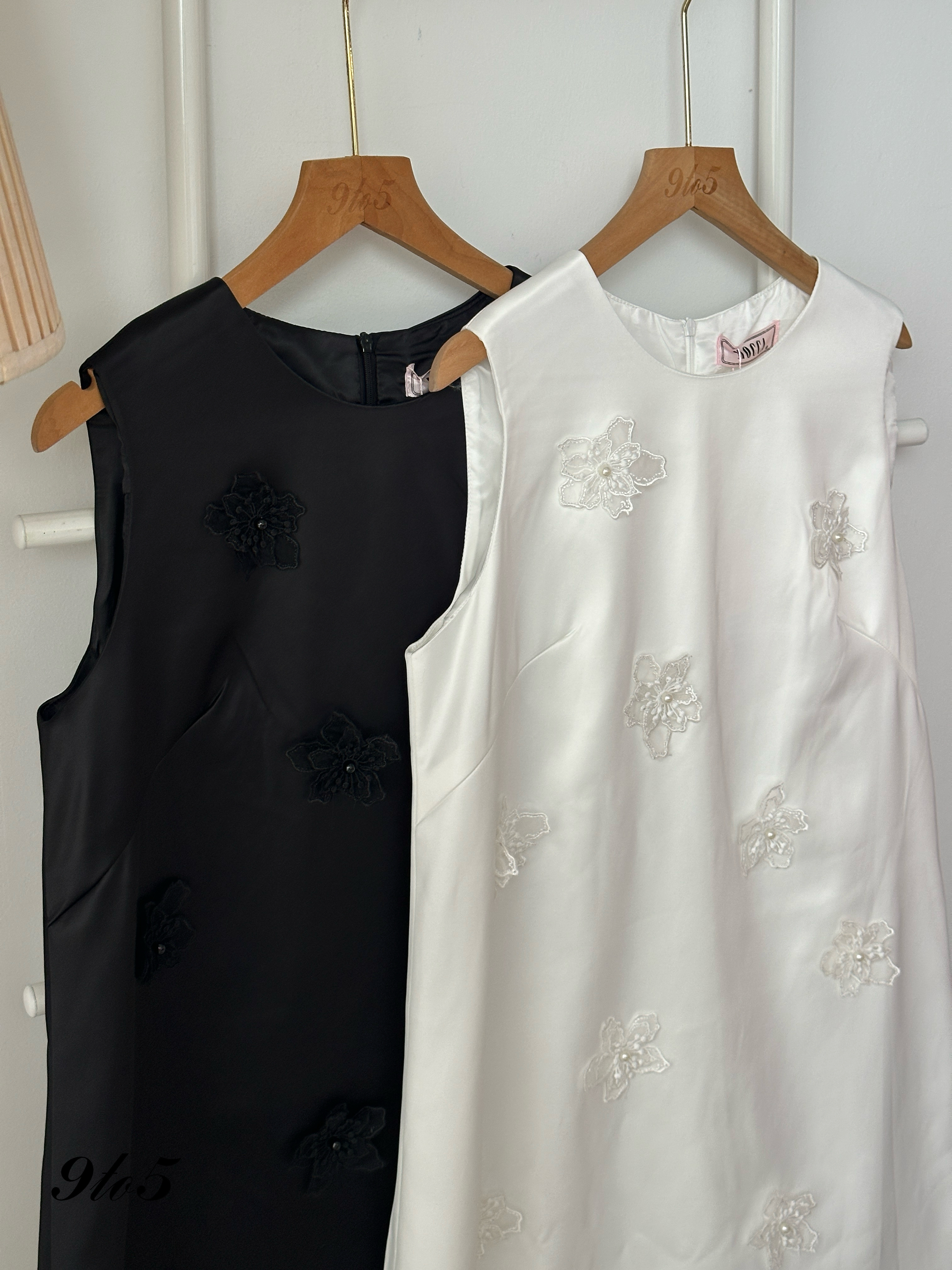 D2325 Satin Floral Dress - 3 Colors