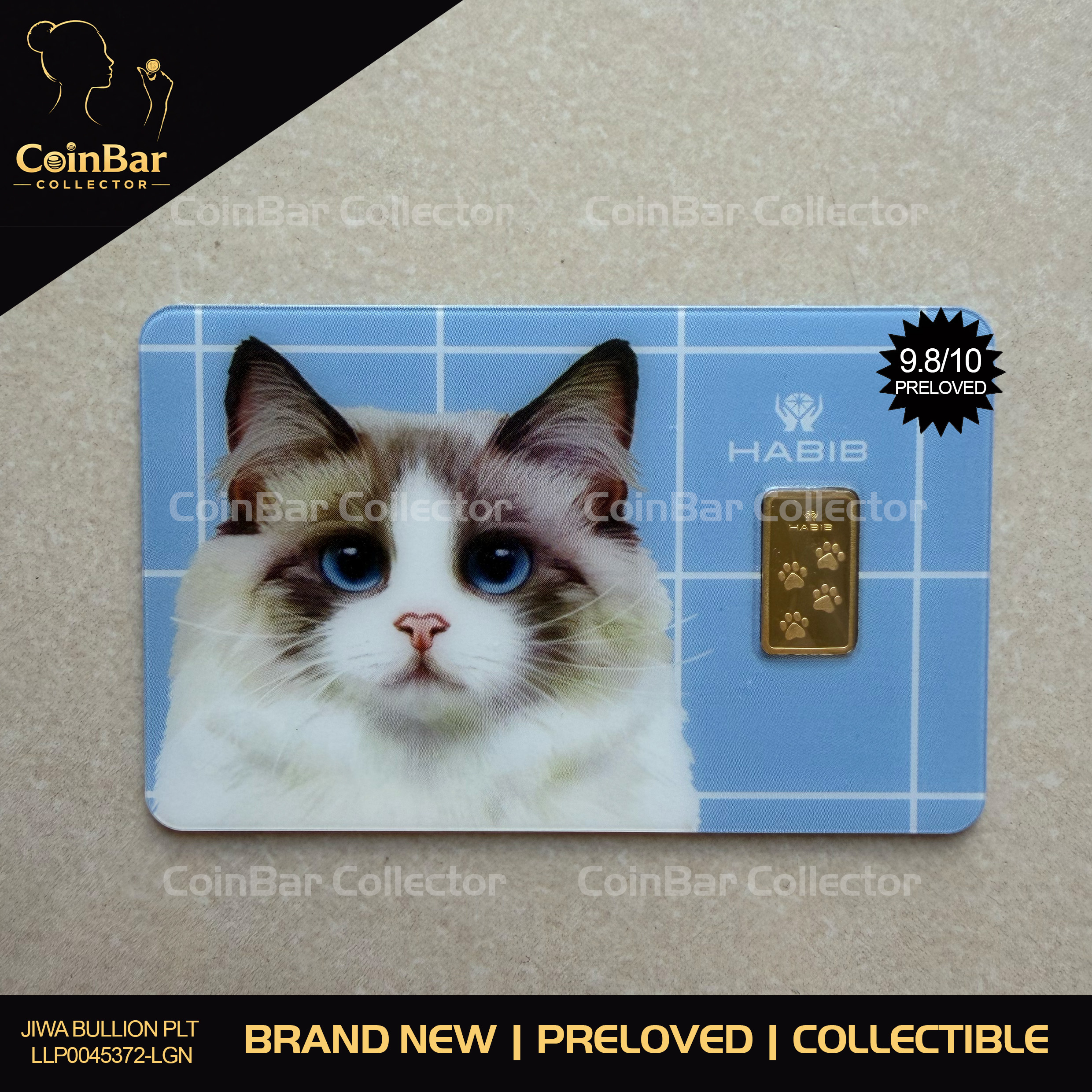 (SN537093) HABIB Ragdoll Cat 1g 🇲🇾 Fine Gold Bar Emas 999.9 猫足印金