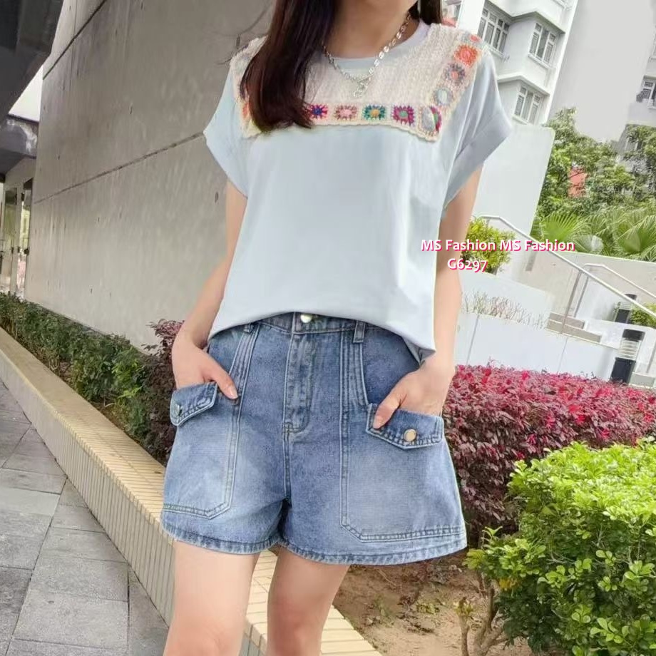 G6297 韓國🇰🇷彩色勾花pattern top