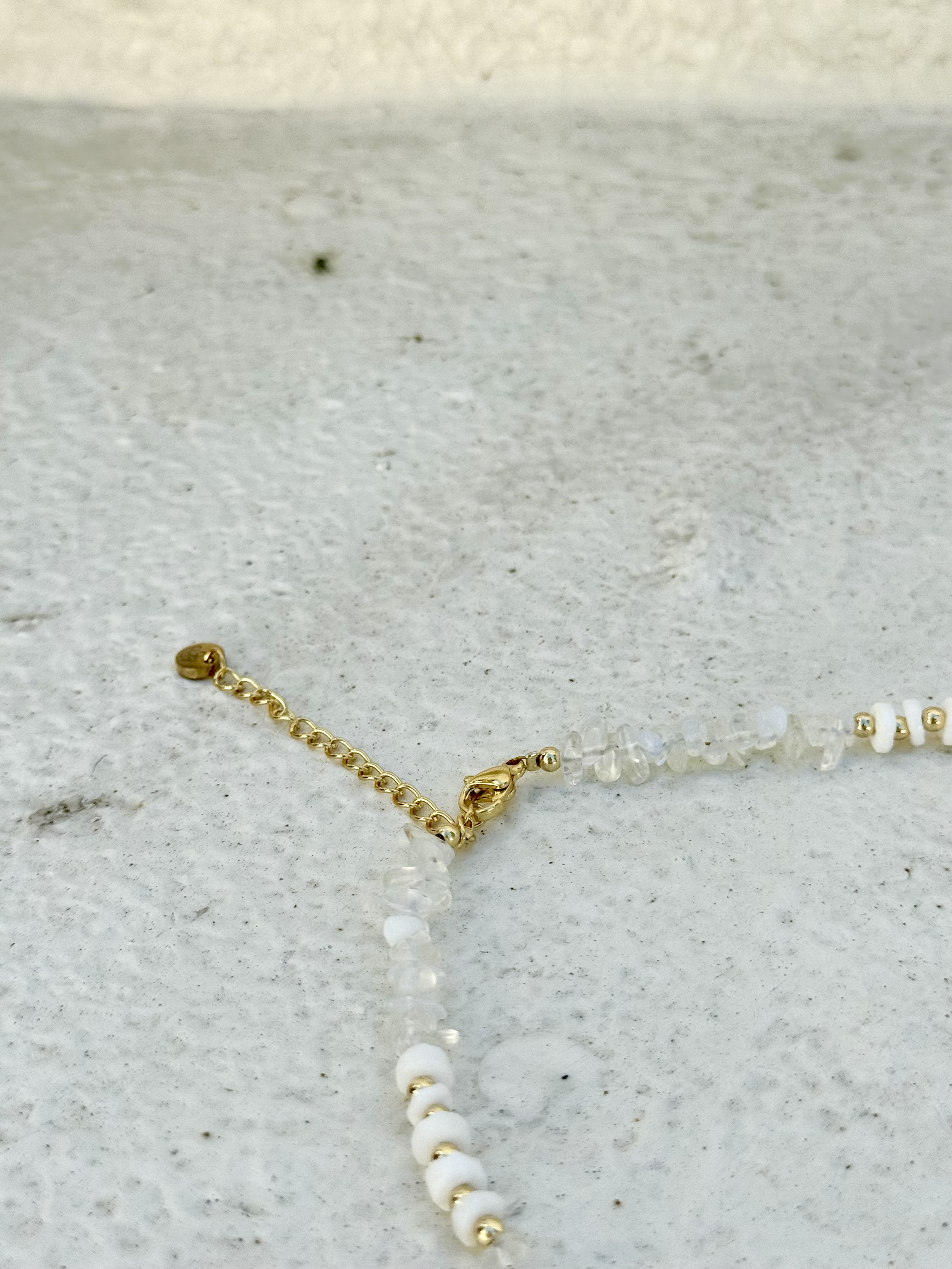 White stone stainless necklace