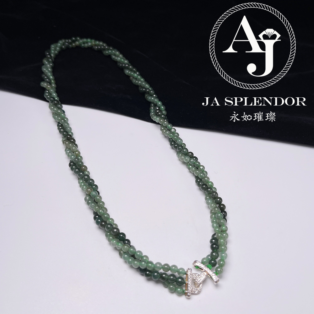 FB-G24 天然翡翠A玉 綠野仙蹤扭紋設計項鏈