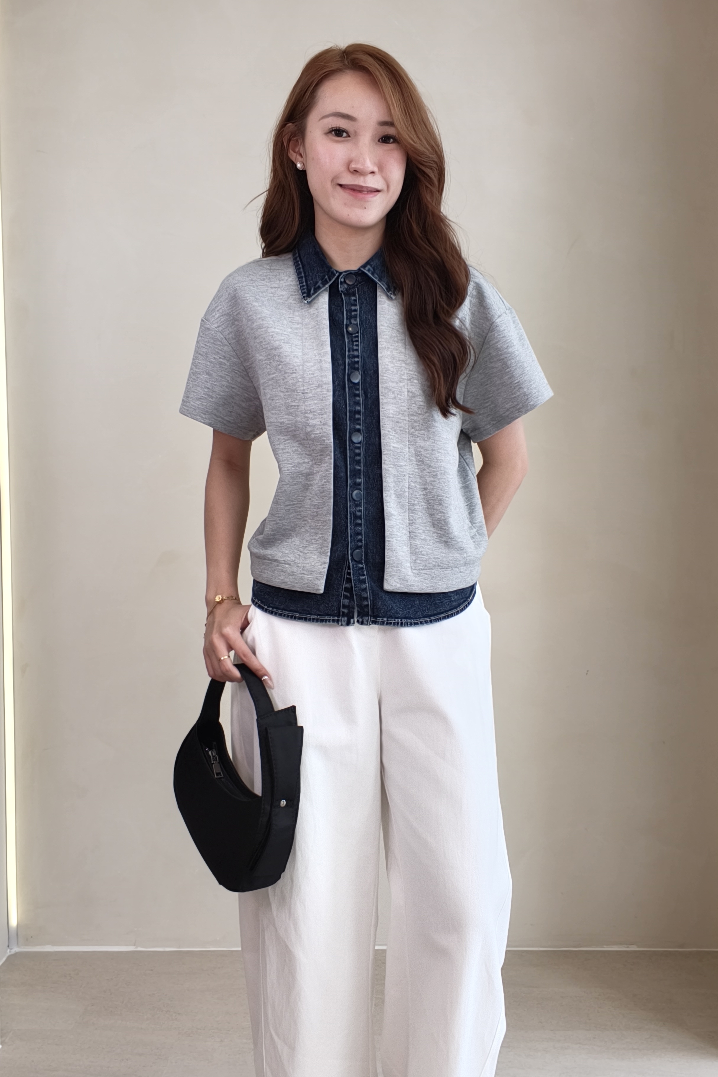 32211 Denim Contrast Comfort Polo Top