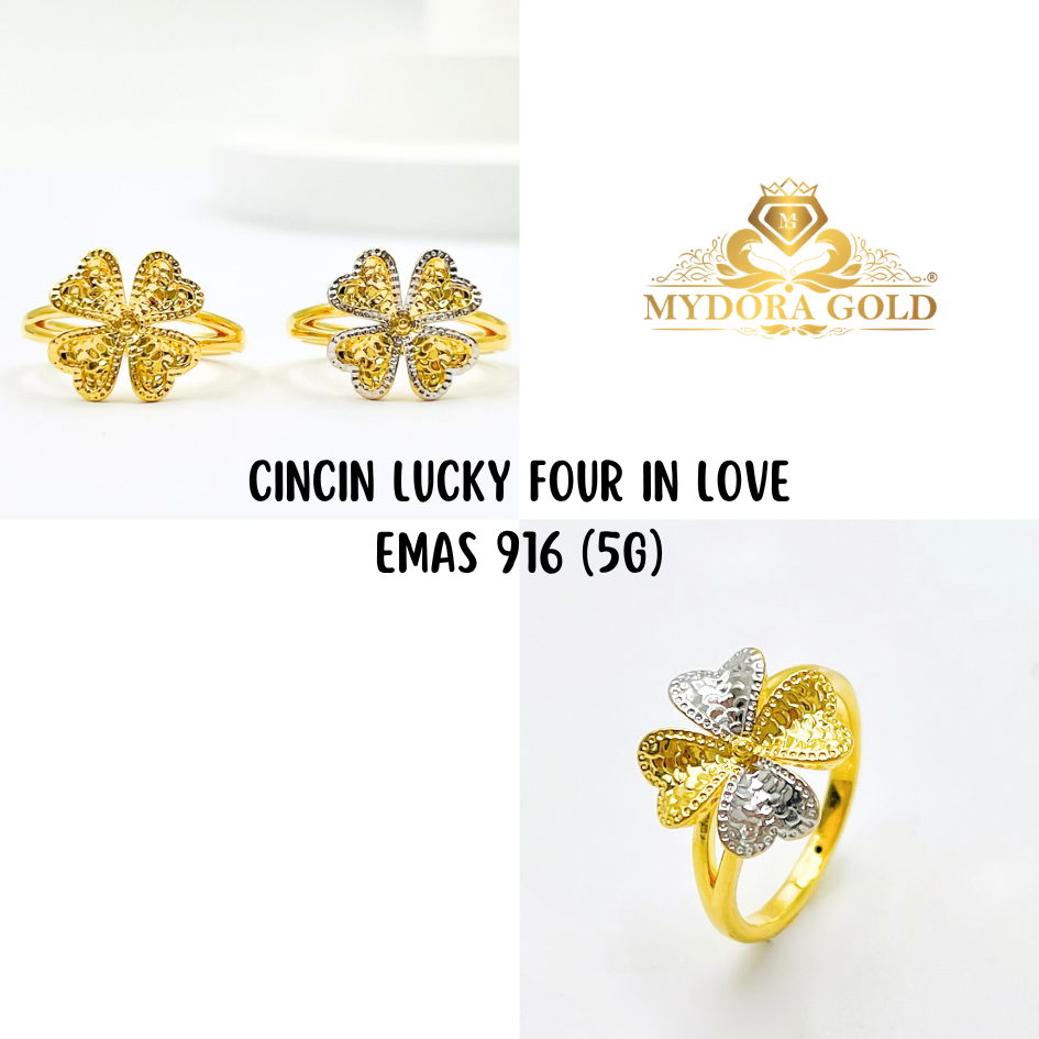 MYDORA Cincin Lucky Four In Love (5G) l EMAS 916/22K