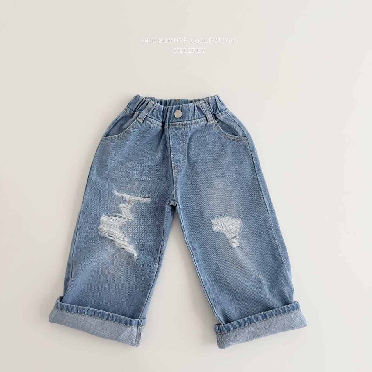 Folding Distressed Denim Pants