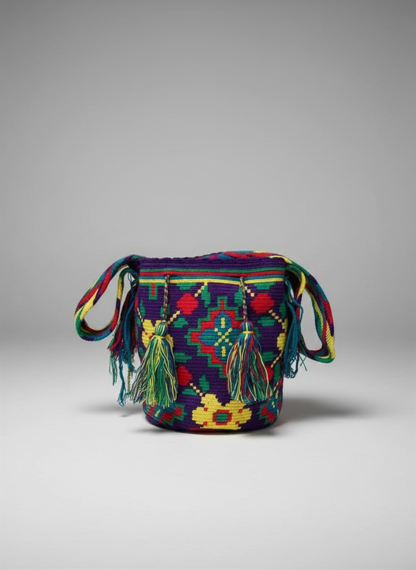 【背得起嘅藝術品】哥倫比亞正宗 Wayuu Mochila 手工民族編織袋  [預計 : 6月中至尾發貨] (PO-WY-PURRED-G04)