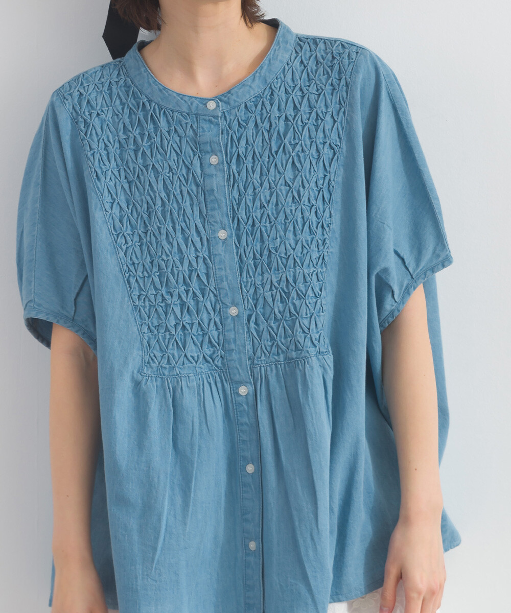 LP - 印度棉質鈕扣牛仔布襯衫 (淺藍色)