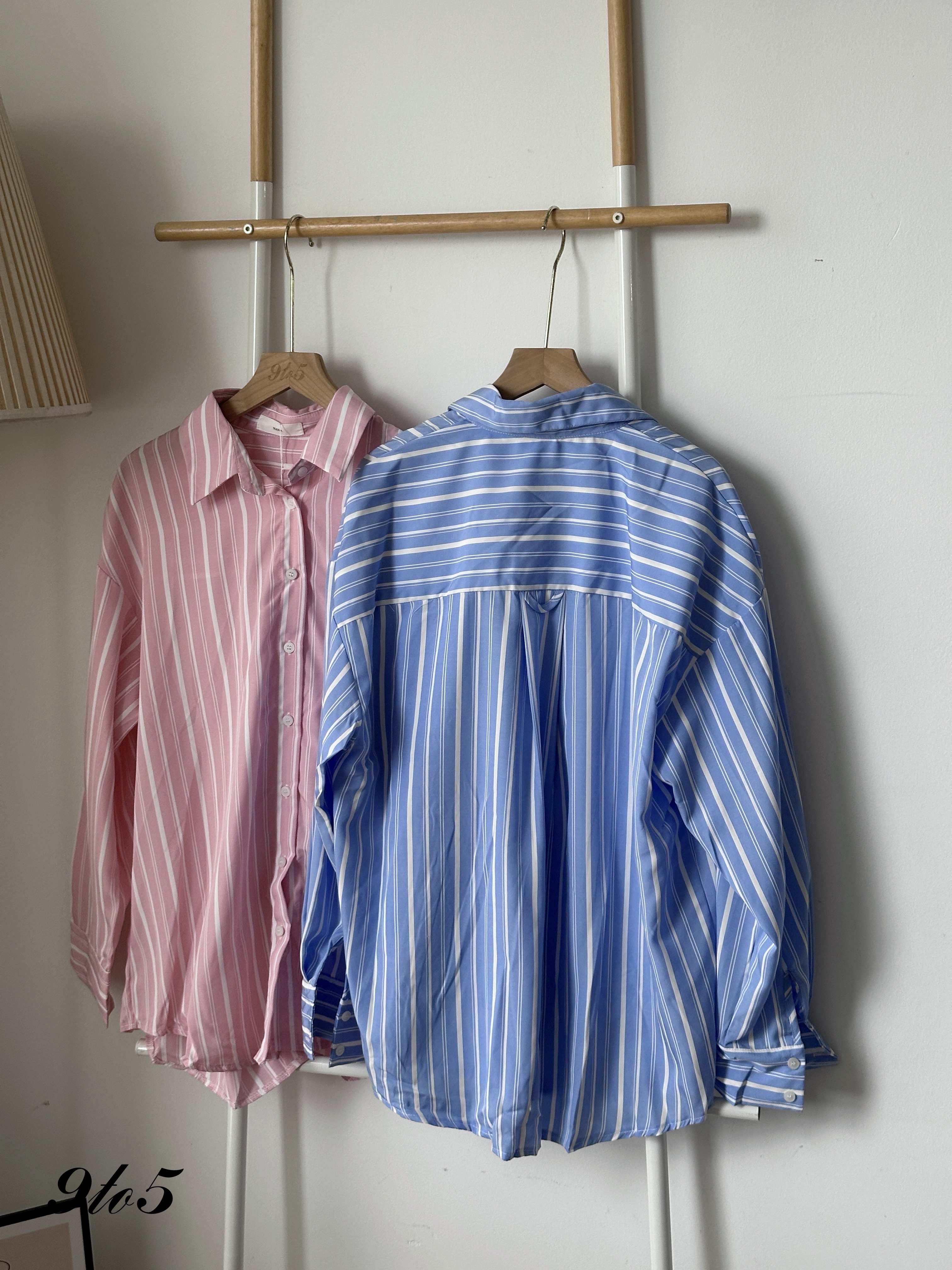 T4108 Oversize Stripe Shirt - Blue & Pink